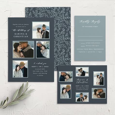Elegant Photo Collage Wedding Invitations