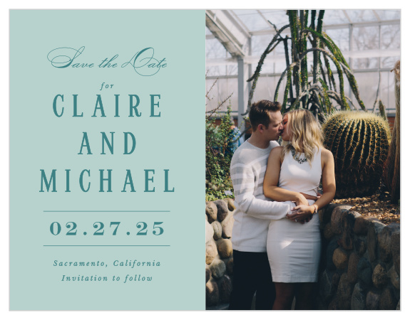 The Formal Charm Save the Date Cards will remind guests of the upcoming event date with a picture of the couple.