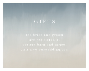 Let family and friends know where you have registered for wedding gifts with our Soft Mist Registry Cards. 