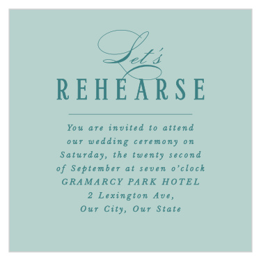 The Formal Charm Rehearsal Cards gather guests together the night before your wedding and match the rest of the invitation suite perfectly!