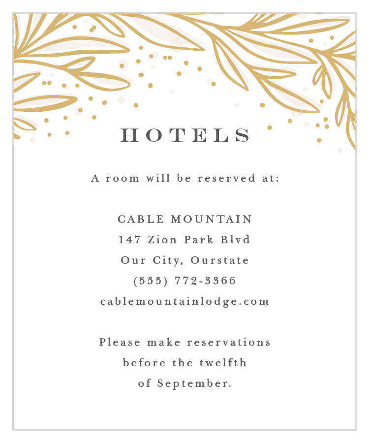 Draped Leaves Accommodation Cards