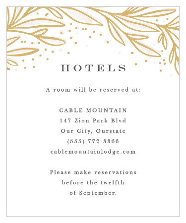 Our Draped Leaves Accommodation Cards recommend the best local hotel to your out-of-town guests.