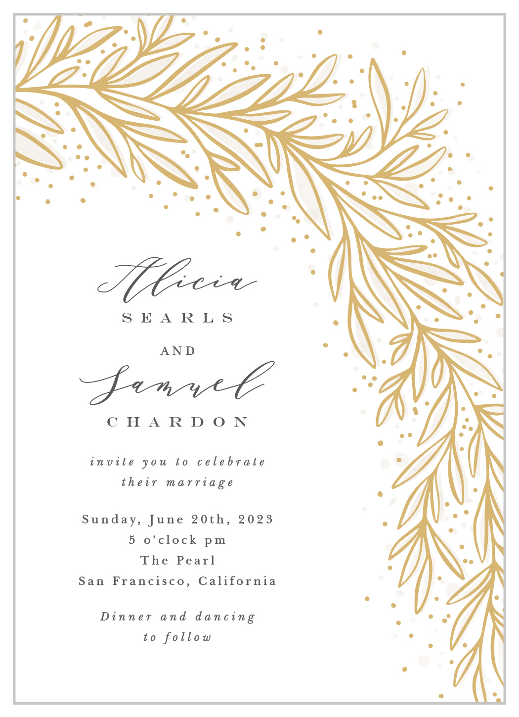 Draped Leaves Wedding Invitations