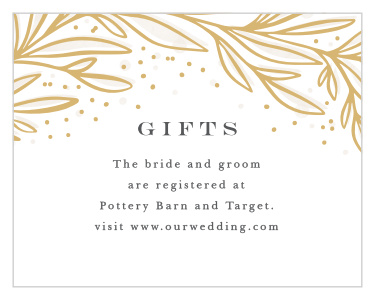 Let family and friends know where you would like your wedding gifts from with our Draped Leaves Registry Cards. 