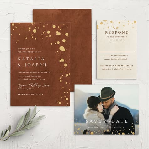 Painted Stone Wedding Invitations
