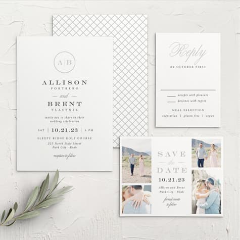 Minimalist Monogram Wedding Invitations