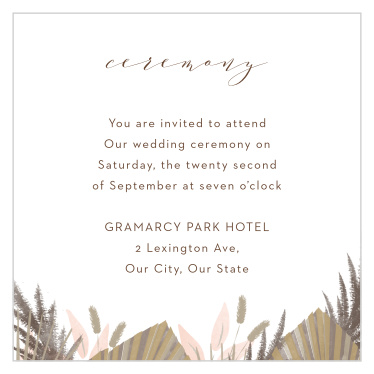 Make sure your closest loved ones are at your ceremony with our Dried Foliage Ceremony Cards.