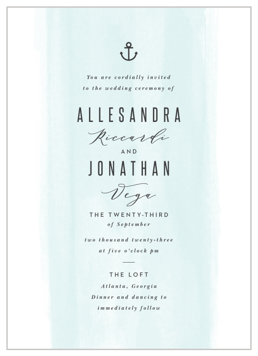 Surround you and your partner with your closest loved ones on your big day with our Nautical Anchor Wedding Invitations.