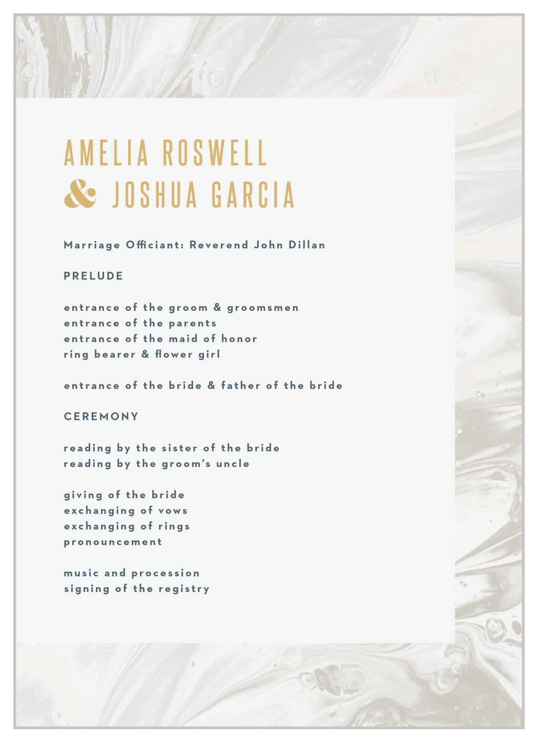 Marbled Shell Wedding Programs