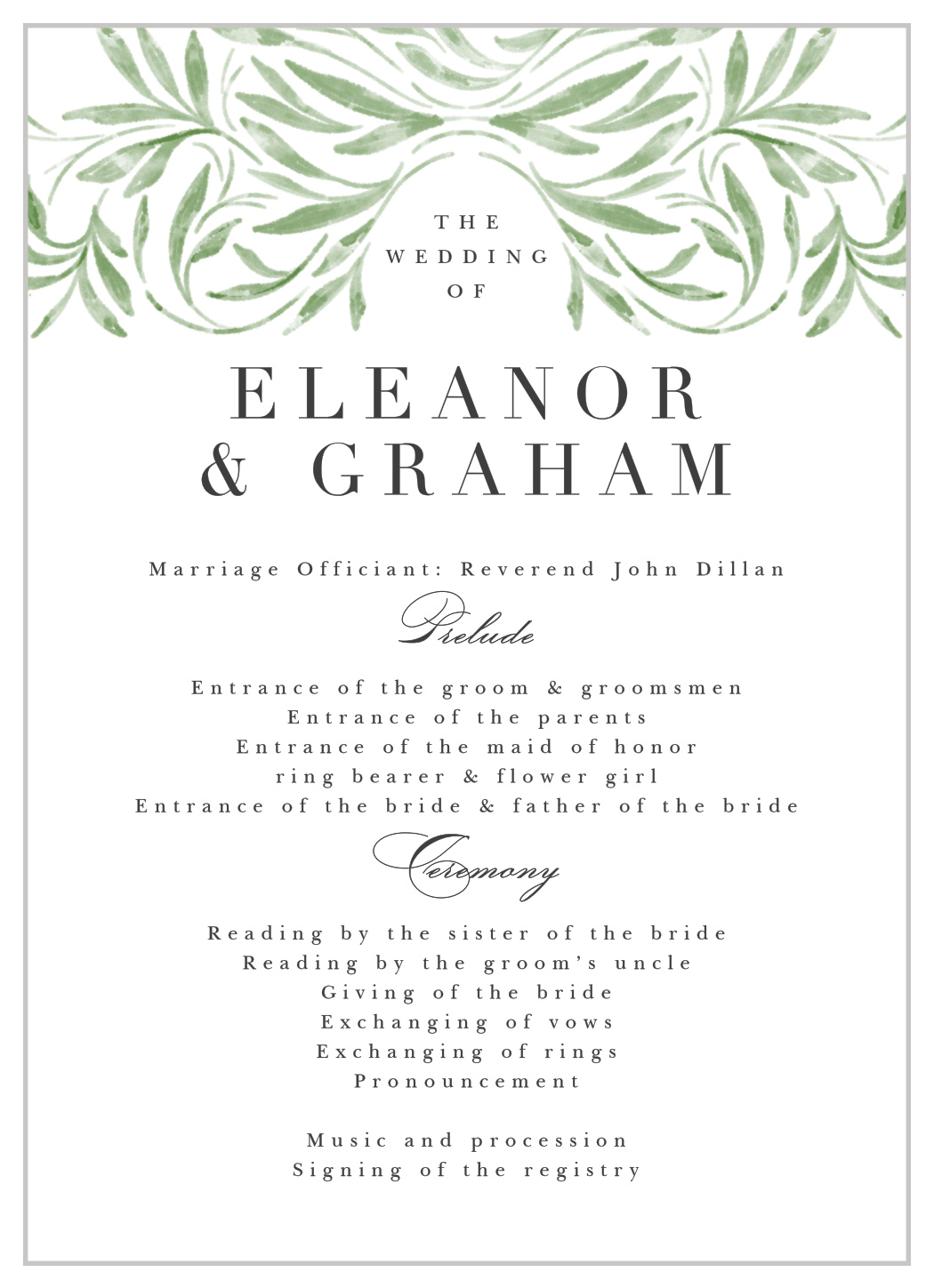 Engraved Elegance Wedding Programs