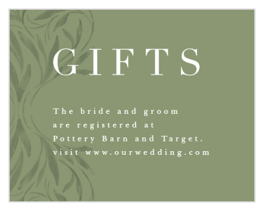 Our Engraved Elegance Registry Cards inform your guests where you would like your wedding gifts from.