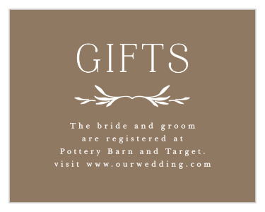 Inform family and friends where you have registered for wedding gifts with our Monogrammed Minimalist Registry Cards. 