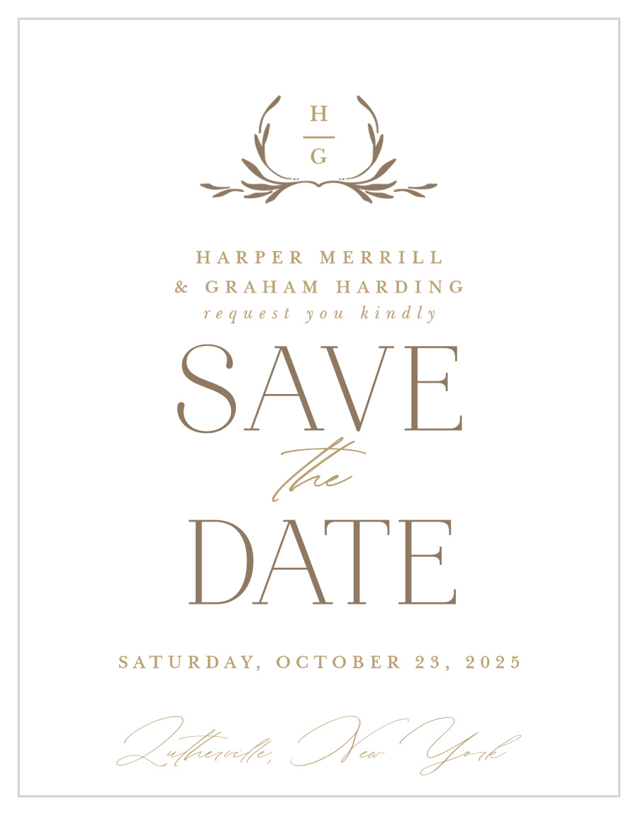 Monogrammed Minimalist Save the Date Cards