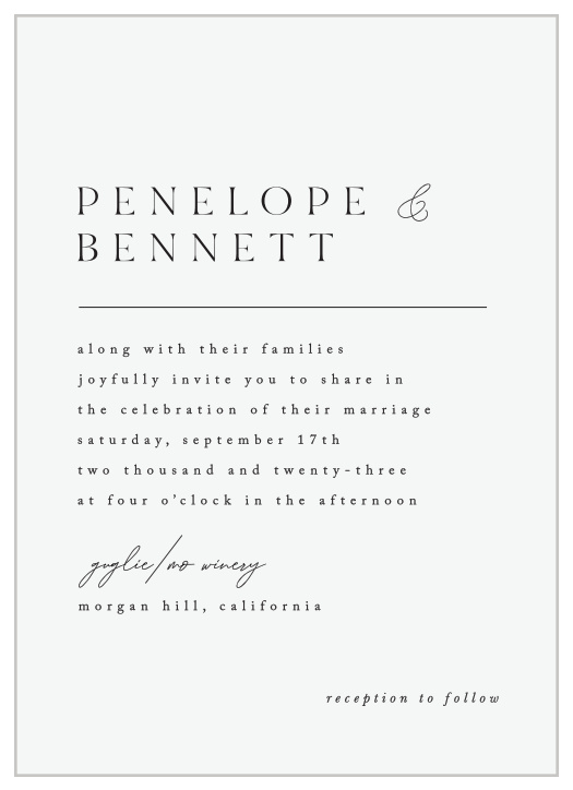 Our Minimal Magnifique Wedding Invitations bring family and friends together to celebrate your special day.