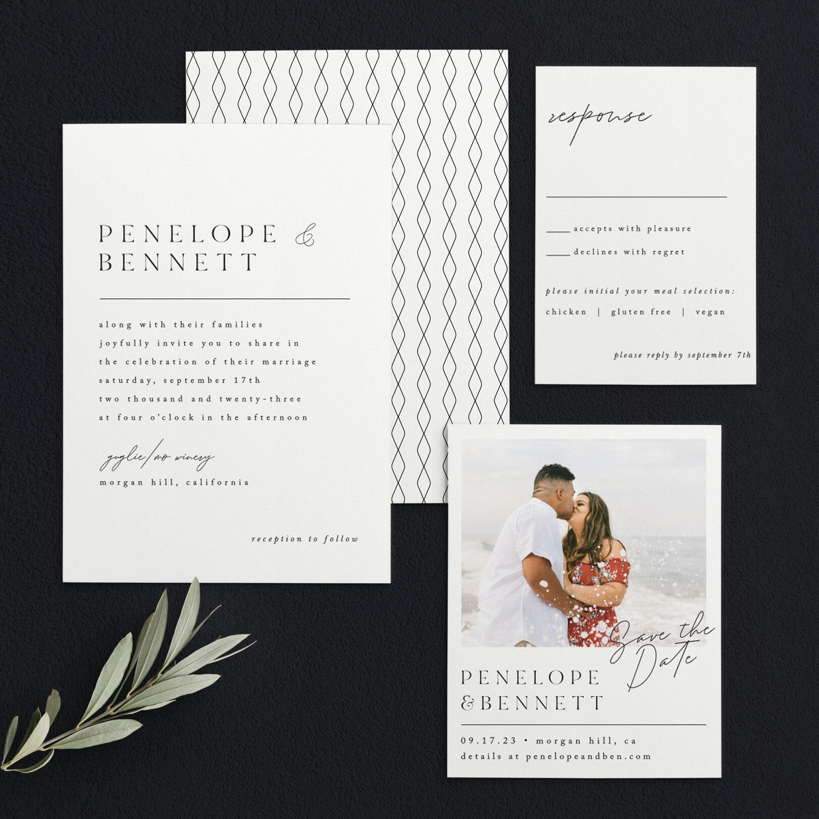 Minimal Magnifique Wedding Invitations by Basic Invite