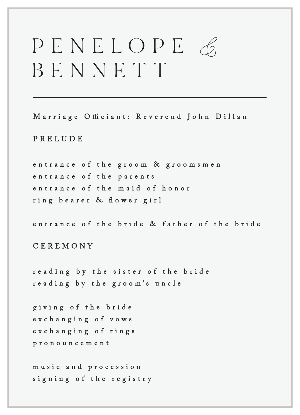 Minimal Magnifique Wedding Programs