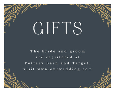 Our Leafy Laurel Registry Cards inform family and friends where you would like your wedding gifts from.