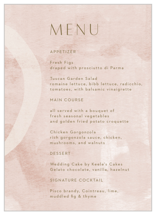 Create your dream dining experience with our Composed Canvas Wedding Menus that match the rest of the Composed Canvas invitation suite perfectly.