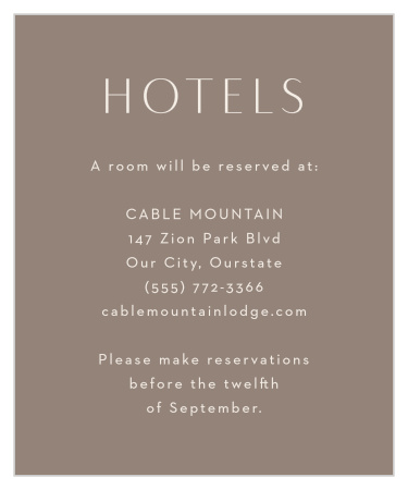 Help out your traveling guests with the help of our Composed Canvas Accommodation Cards. 