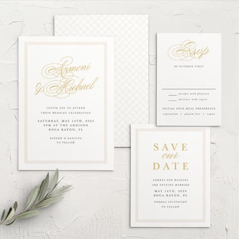 Simple Border Wedding Invitations