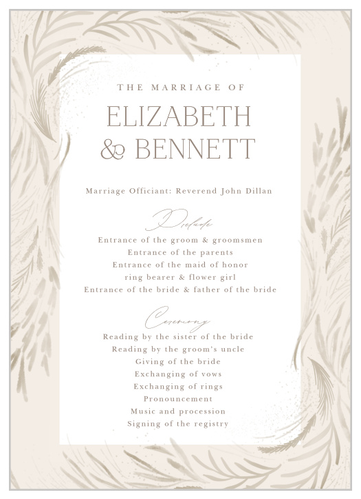 Make sure you and your guests are on the same page and that your event will run as smoothly as possible with the help of our Botanical Romance Wedding Programs.