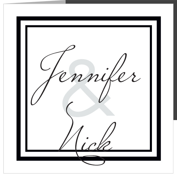 Our Formal Photo is a wedding invitation offering a panel with the bride and groom's names and a border.