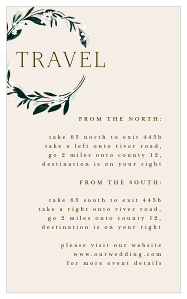 Make sure your guests have everything they need for an easy and timely arrival by providing them specific directions to your event withe our Encircled Elegance Direction Cards.