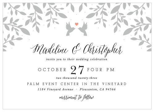 Our sweet Whimsical Love Birds Wedding Invitations are the fantastical design you've been looking for!