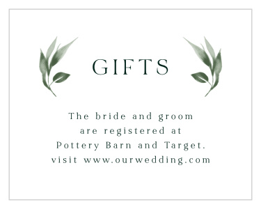 Our Verdant Vine Registry Cards inform family and friends where you would like your wedding gifts from.