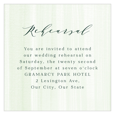 Our Verdant Vine Rehearsal Cards gather family and friends together the night before your wedding to practice!