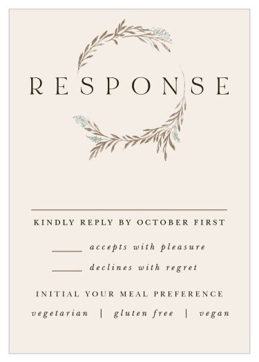 Our Hidden Garden Response Cards help you make a list of family and friends that plan to attend your wedding.