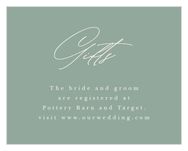 Our Hidden Garden Registry Cards inform family and friends where you would like your wedding gifts from. 