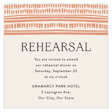 Make sure everything goes smoothly by inviting special guests to your wedding rehearsal with our Boho Radiance Rehearsal Cards.