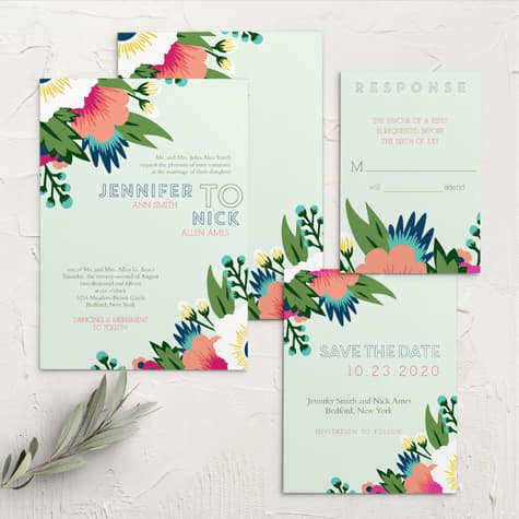 Tropical Flower Wedding Invitations