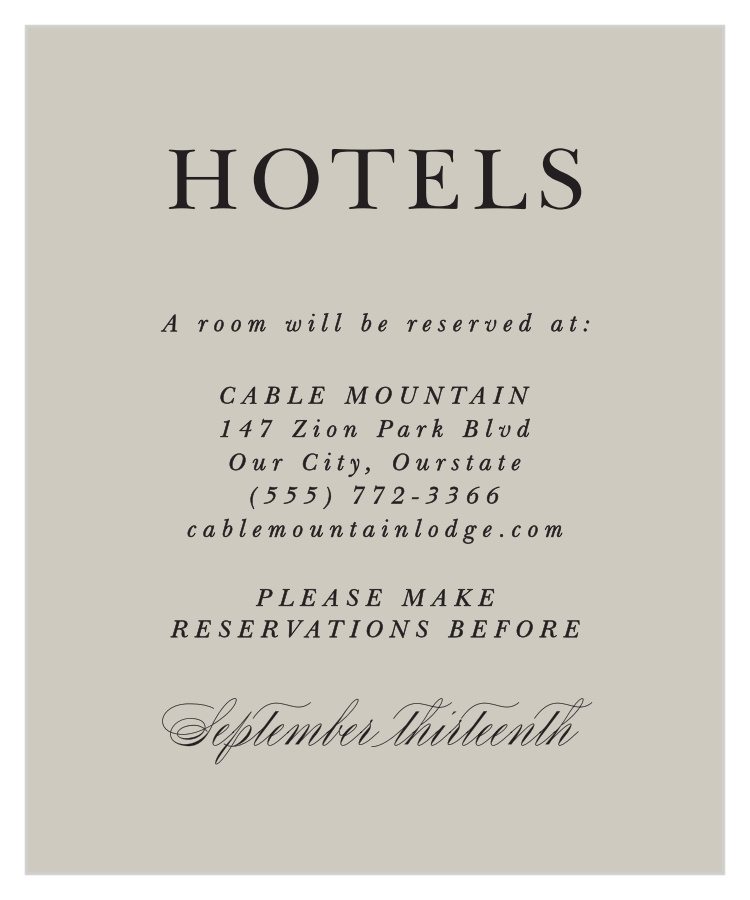 Vintage Flourish Accommodation Cards