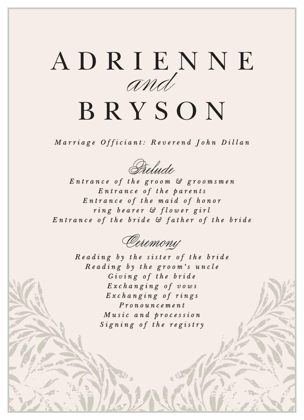 Vintage Flourish Wedding Programs