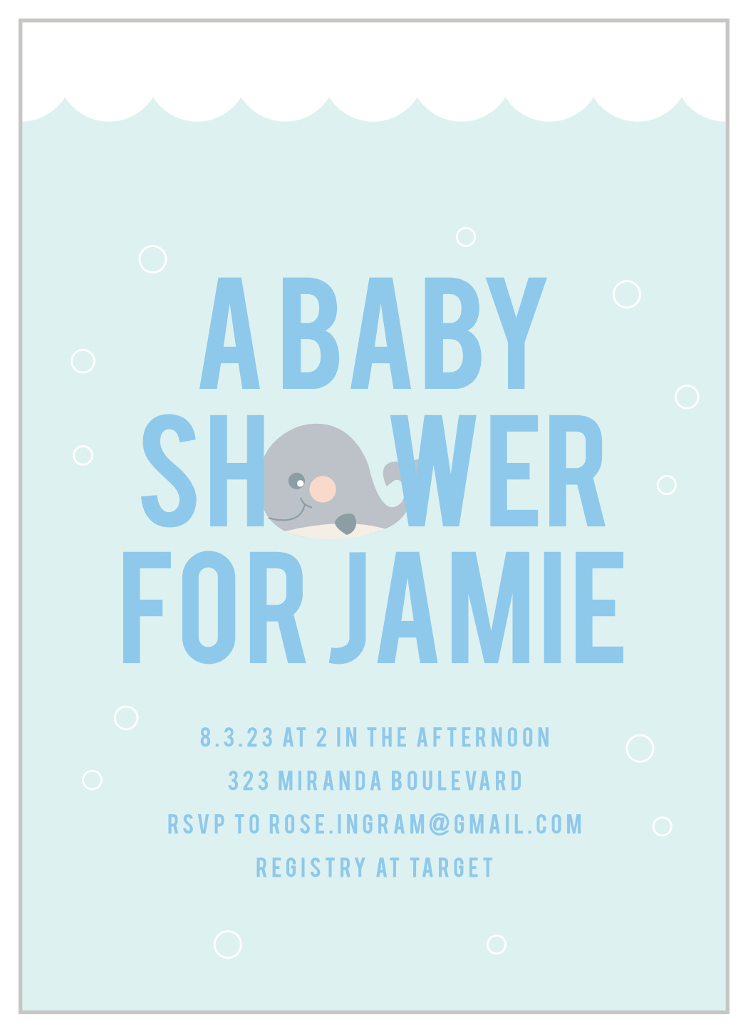 Baby Whale Baby Shower Invitations