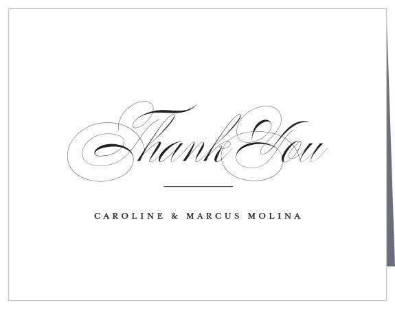 Show your appreciation with class with our Considered Cursive Wedding Thank You Cards that will showcase the elegant style of your wedding event.