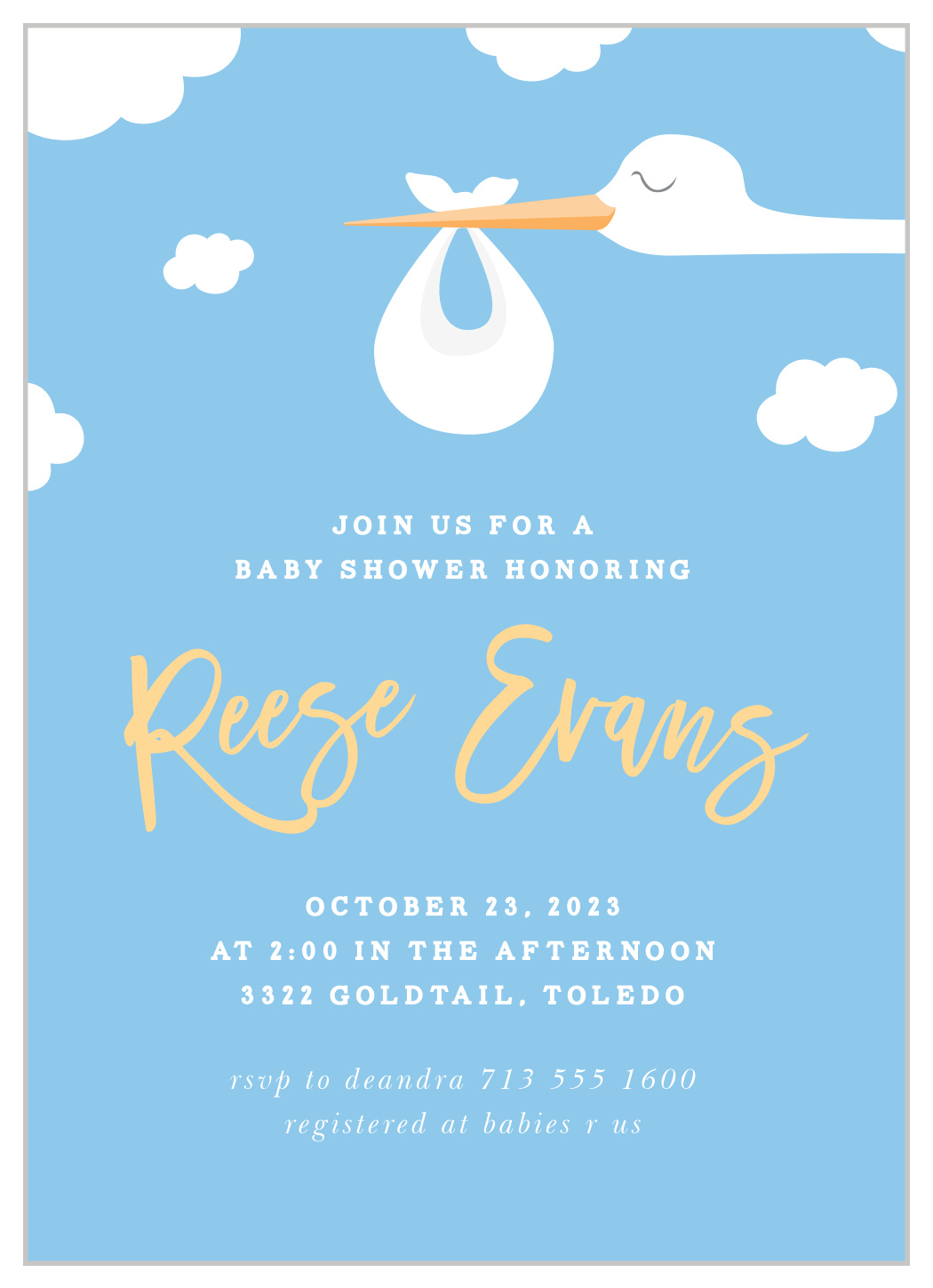 Stork Delivery Baby Shower Invitations