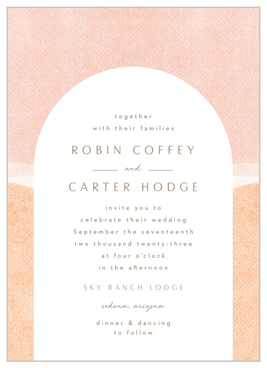 Gather family and friends together for your special day when you send out our Artful Arch Wedding Invitations.