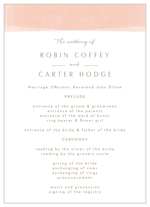 Our Artful Arch Wedding Programs keep family and friends up-to-date throughout your event.