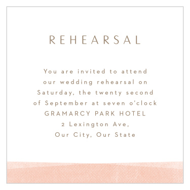 Practice makes perfect! Bring family and friends together the night before your wedding with our Artful Arch Rehearsal Cards.