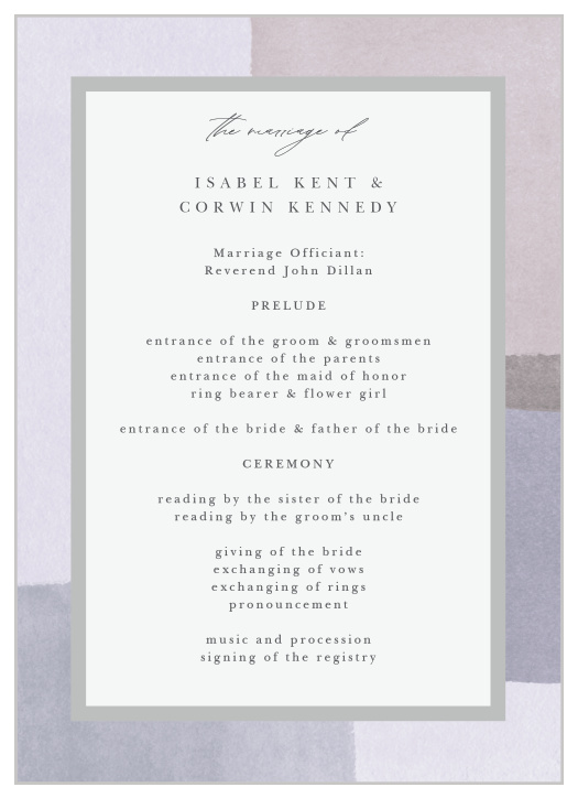 Let family and friends know every step of your ceremony with our Watercolor Layers Wedding Programs.