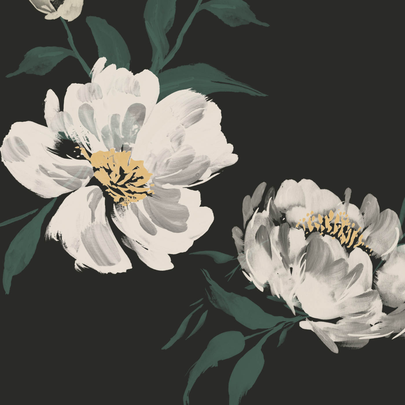 Painted Peonies Wallpaper