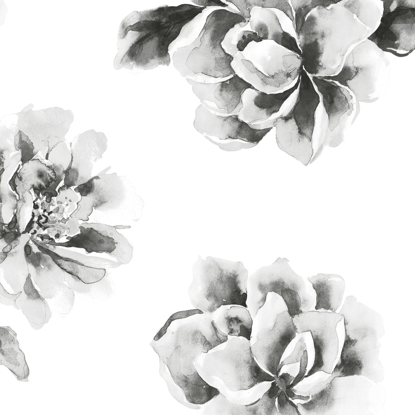 Monochrome Florals Wallpaper