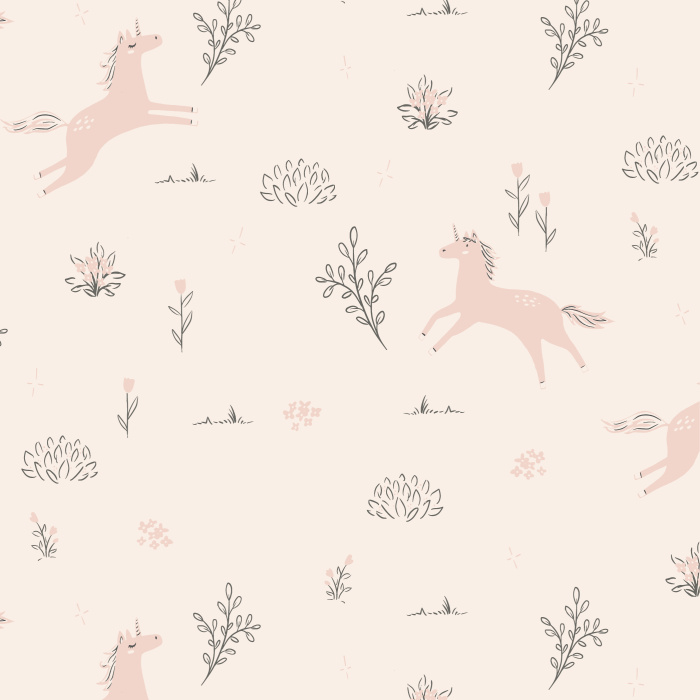 Create the most magical and fantastical nursery or playroom with our Unicorn Field Peel And Stick Removable Wallpaper.