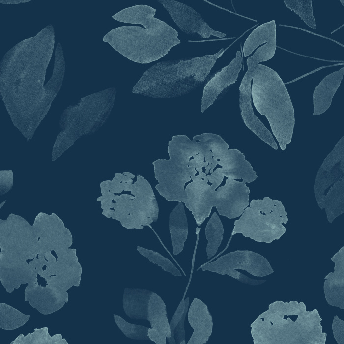Navy White Secret Garden Floral Pattern PeelandStick Wallpaper  216in x  205in x 0025in   33643238