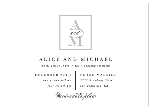 Monogram Square Landscape Wedding Invitations