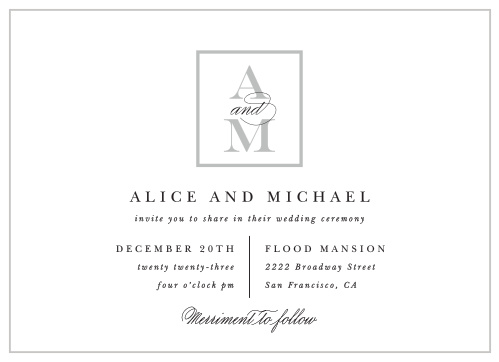 Minimalist Monogram Wedding Invitations by Basic Invite