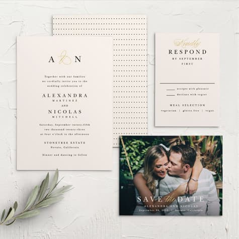 Modern Monogram Wedding Invitations